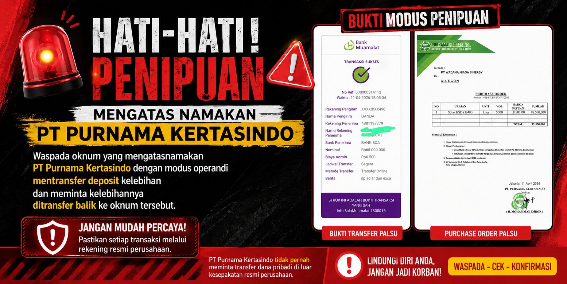 Hati-hati penipuan 